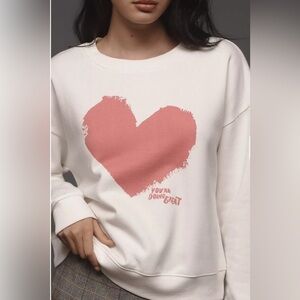 Maeve x Chiara Perano Pink Heart Sweatshirt for Anthroplogie